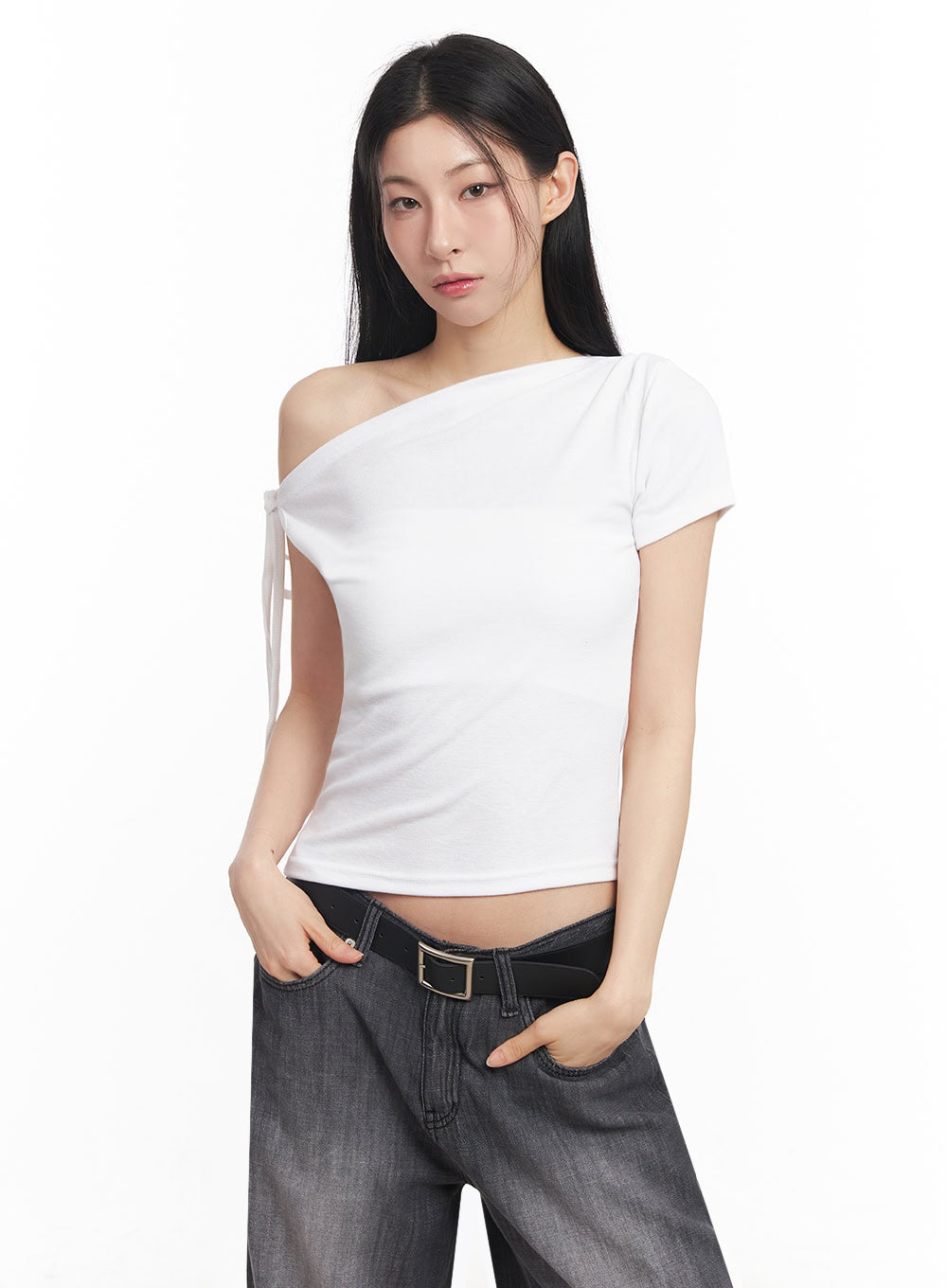 One-Shoulder Ribbon Top IY529