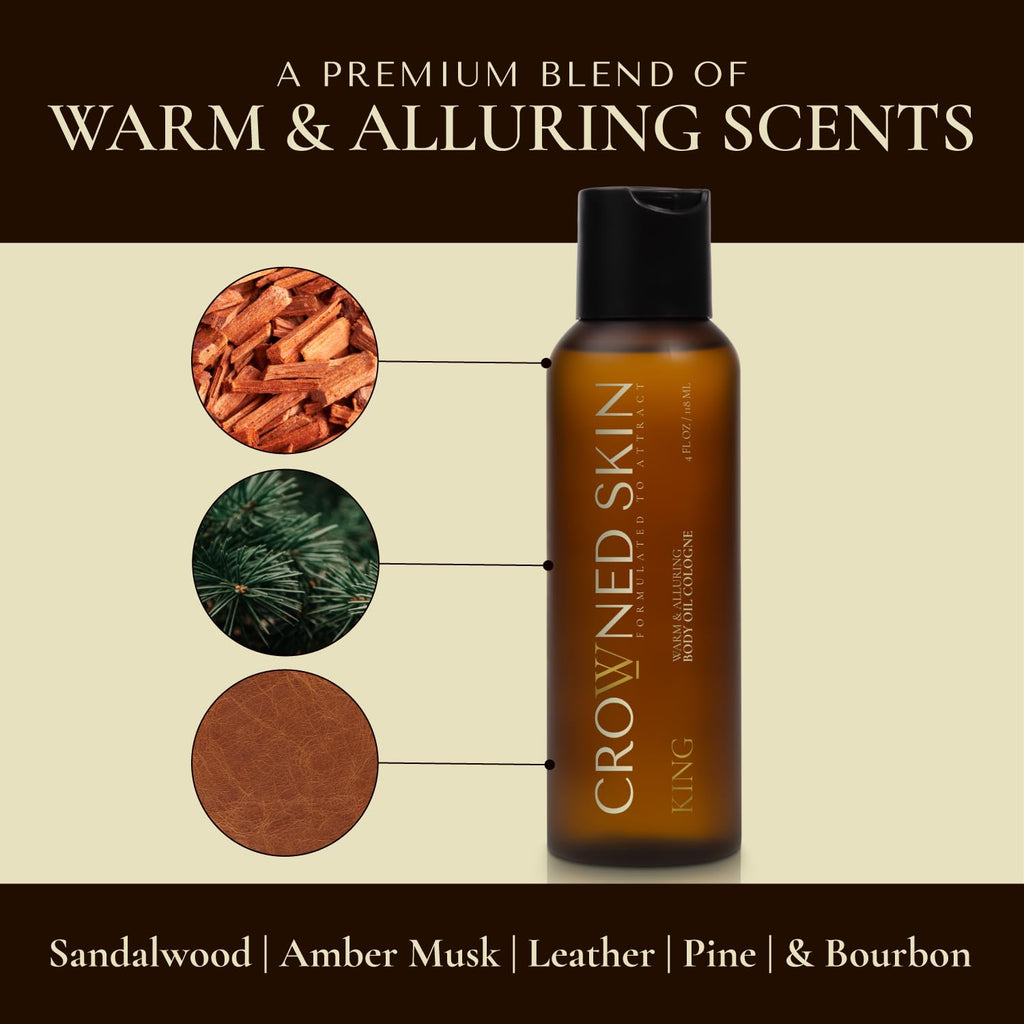Crowned Skin Body Butter & Body Oil, King Essentials, Warm & Alluring