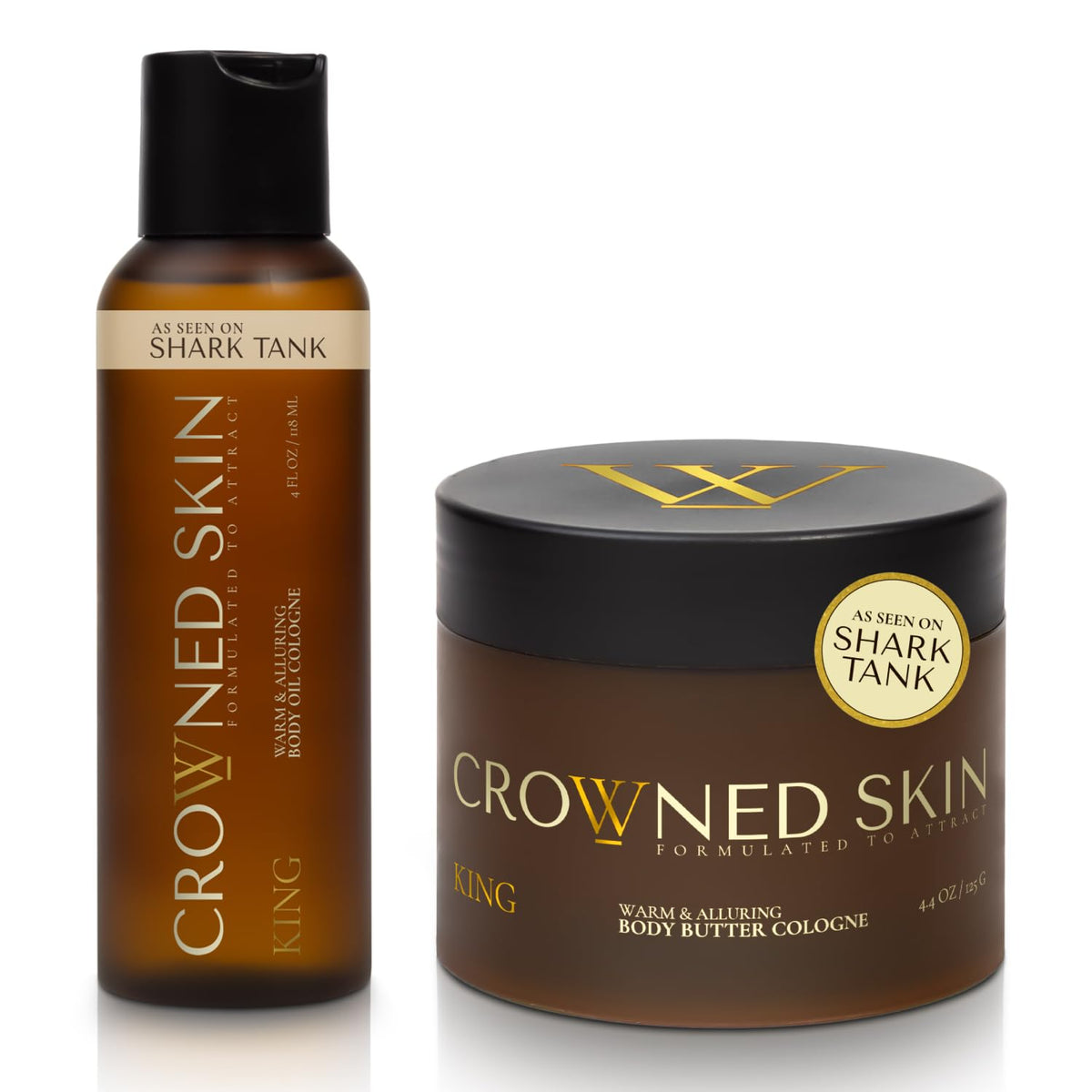 Crowned Skin Body Butter & Body Oil, King Essentials, Warm & Alluring