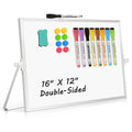 Double-Sided Magnetic White Board with Stand, 16" x 12"