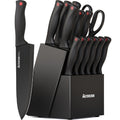 Astercook Knife Set for Kitchen with Block and Sharpener 15pcs German