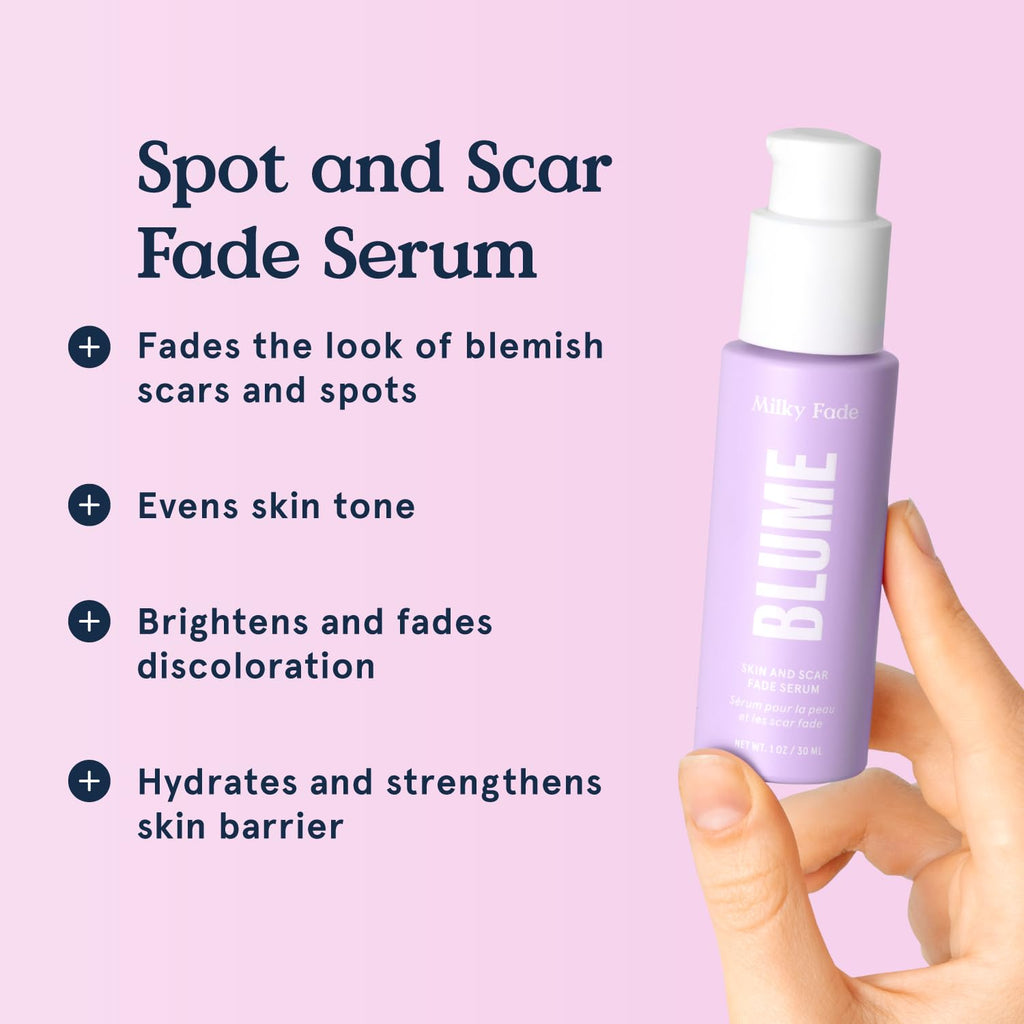 Blume Superbalm + Milky Fade Bundle - Lip Moisturizer with Shea Butter and Squalane to Heal Dry, Cracked Lips and Skin-Restoring Dark Spot Serum for Improved Texture & Brightness - 2 Count