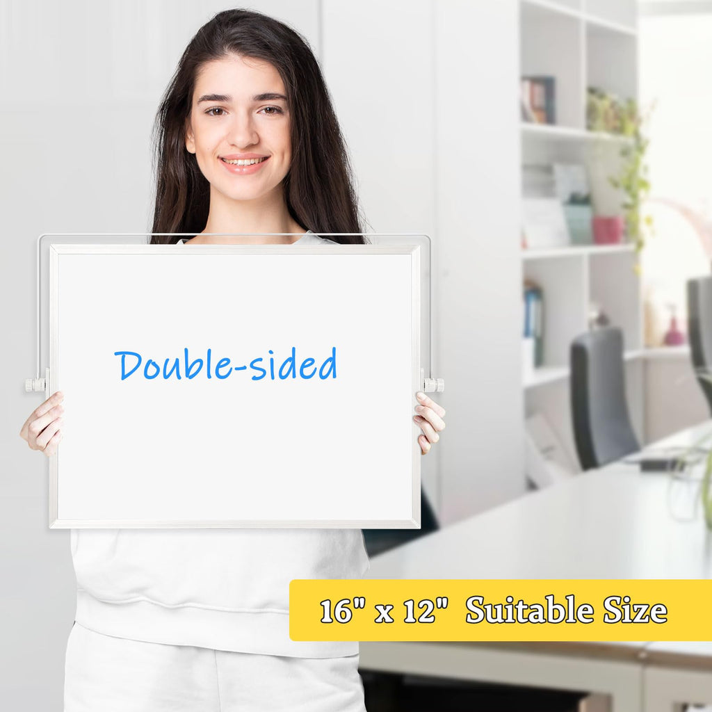 Double-Sided Magnetic White Board with Stand, 16" x 12"