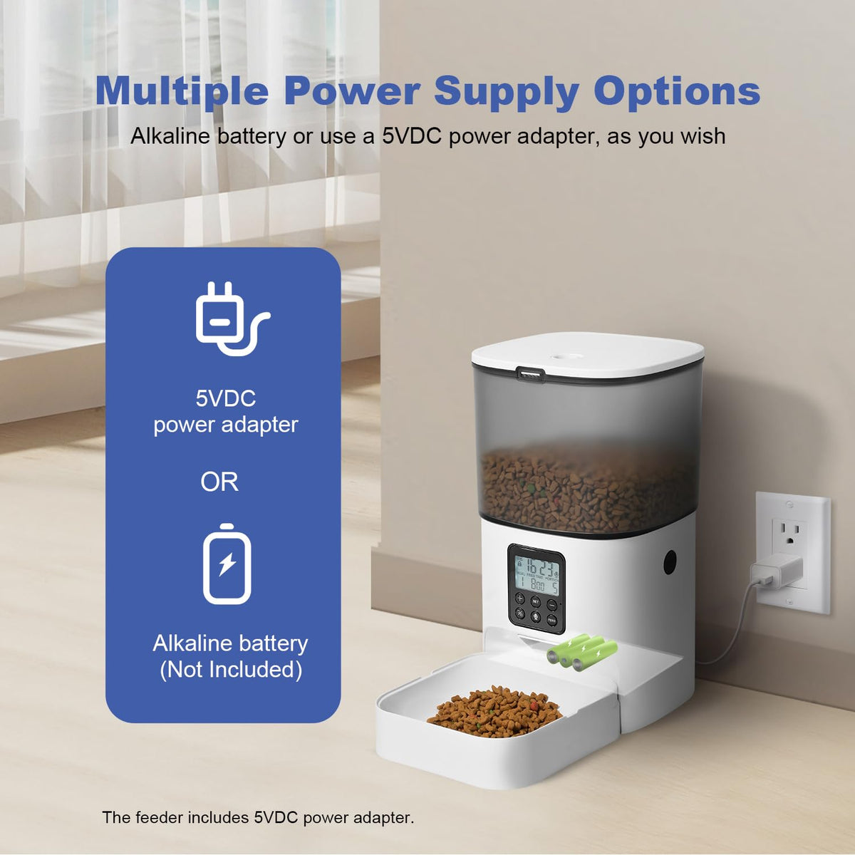 ANDOLL HOME Automatic Cat Feeder,4L Timed Cat＆Dog Dry Food Dispenser