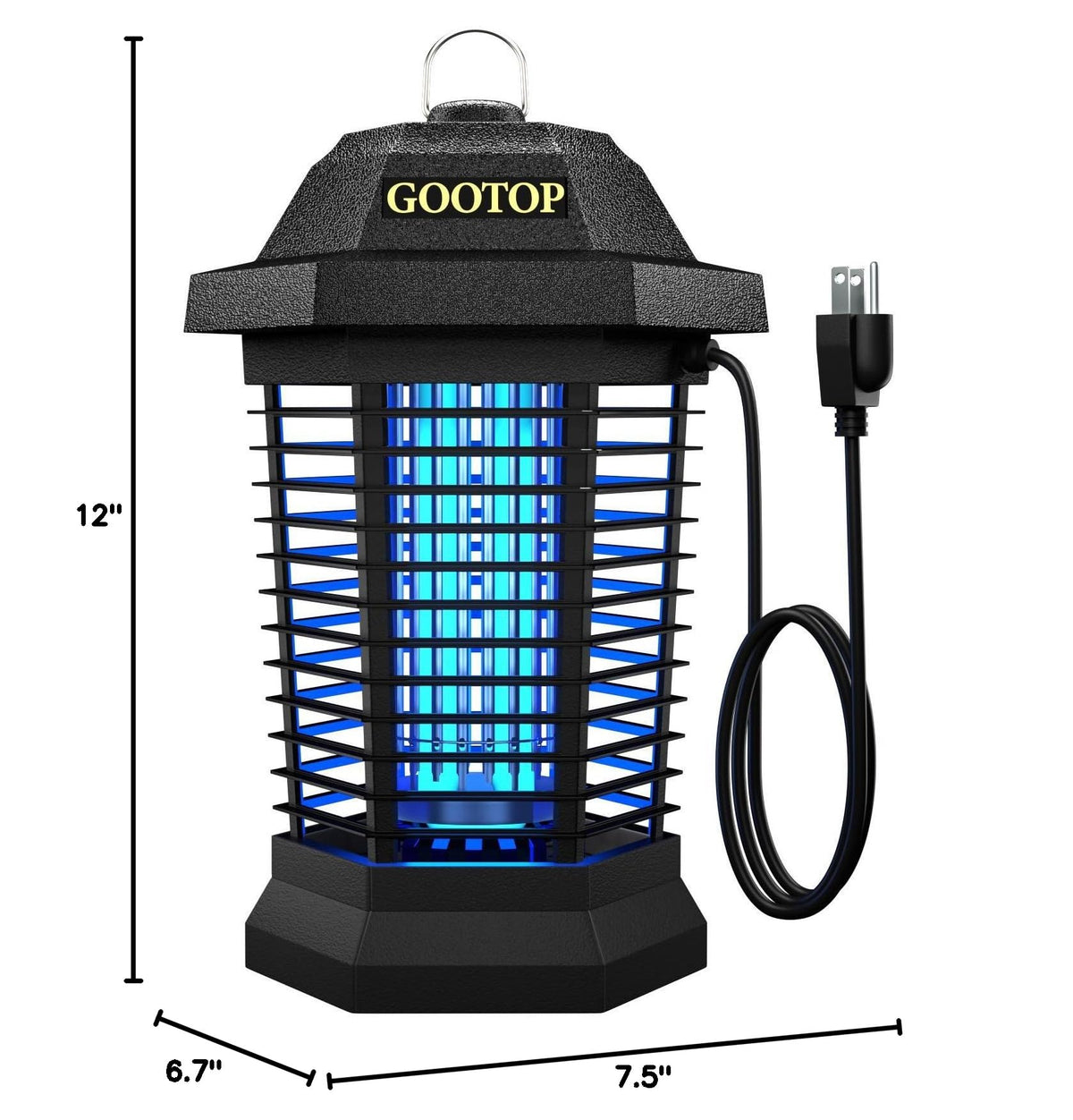 GOOTOP Bug Zapper Outdoor, Mosquito Zapper, 4200V 3 Prong Plug in Electric Fly Zapper, Mosquito Killer, Fly Traps, Flying Insects Zapper Indoor Outdoor, ABS Plastic Outer (Black)