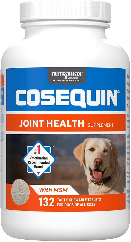 Nutramax Cosequin Maximum Strength Joint Health Supplement for Dogs - with Glucosamine, Chondroitin, MSM, and Hyaluronic Acid, 75 Chewable Tablets