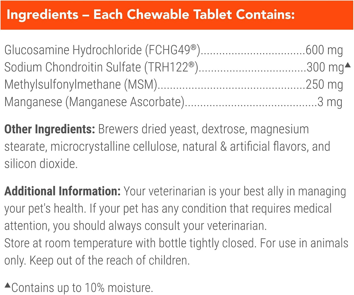 Nutramax Cosequin Maximum Strength Joint Health Supplement for Dogs - with Glucosamine, Chondroitin, MSM, and Hyaluronic Acid, 75 Chewable Tablets