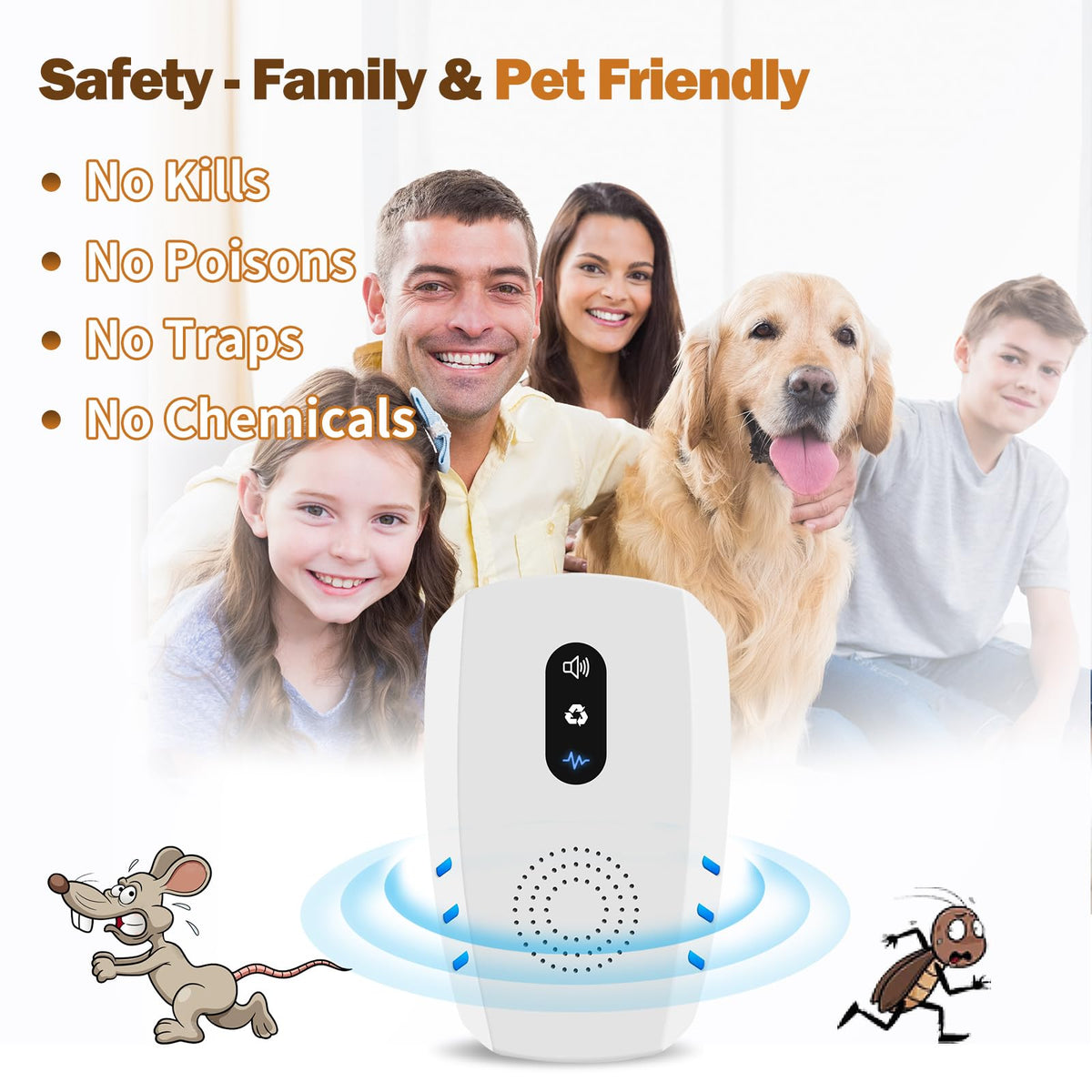 2026 Upgraded Ultrasonic Indoor Pest Repeller, 3-Mode Mouse Traps, 6 Pack