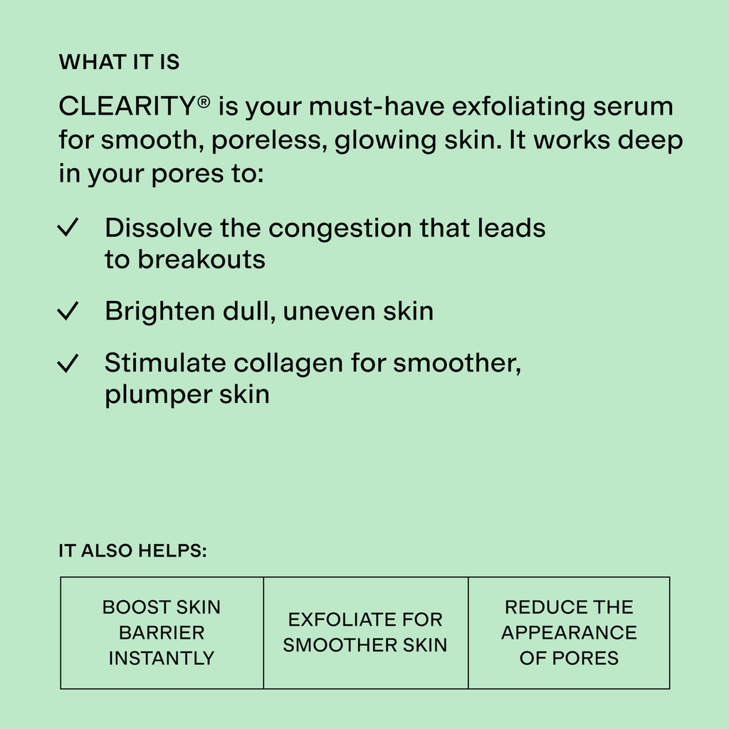 CLEARSTEM - CLEARITY The Blackhead Dissolver Mandelic Acid Serum - Vitamin C, Turmeric, Collagen Boost - All Skin Types - Facial Skin Care Products - Gluten Free, Cruelty Free - 1.35 Fl Oz / 40ml