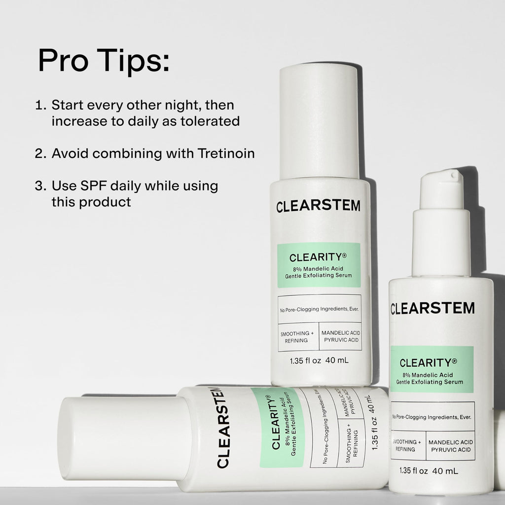 CLEARSTEM - CLEARITY The Blackhead Dissolver Mandelic Acid Serum - Vitamin C, Turmeric, Collagen Boost - All Skin Types - Facial Skin Care Products - Gluten Free, Cruelty Free - 1.35 Fl Oz / 40ml