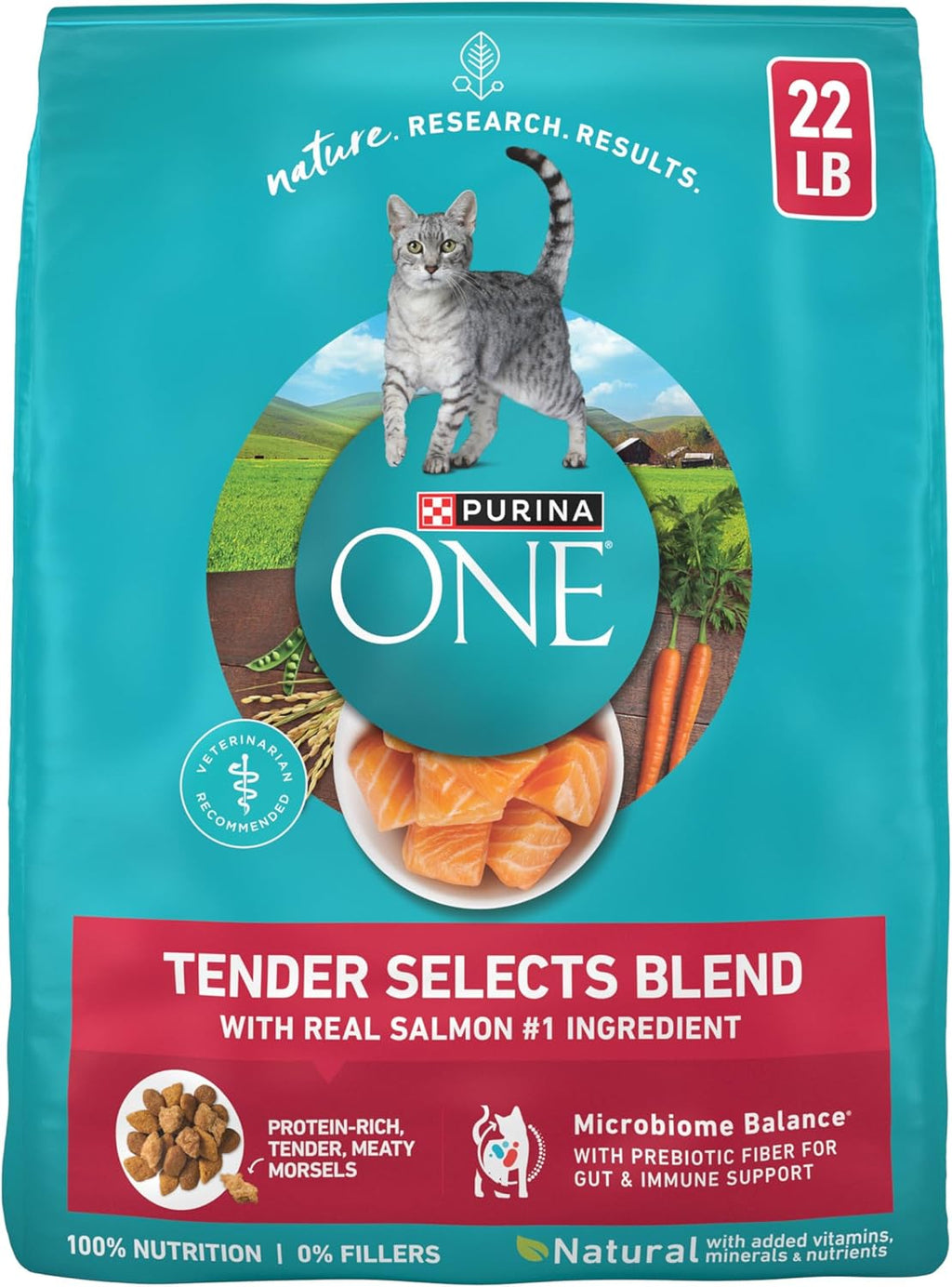 Purina ONE Digestive, Natural Dry Cat Food, Tender Selects, Salmon, 22 lb