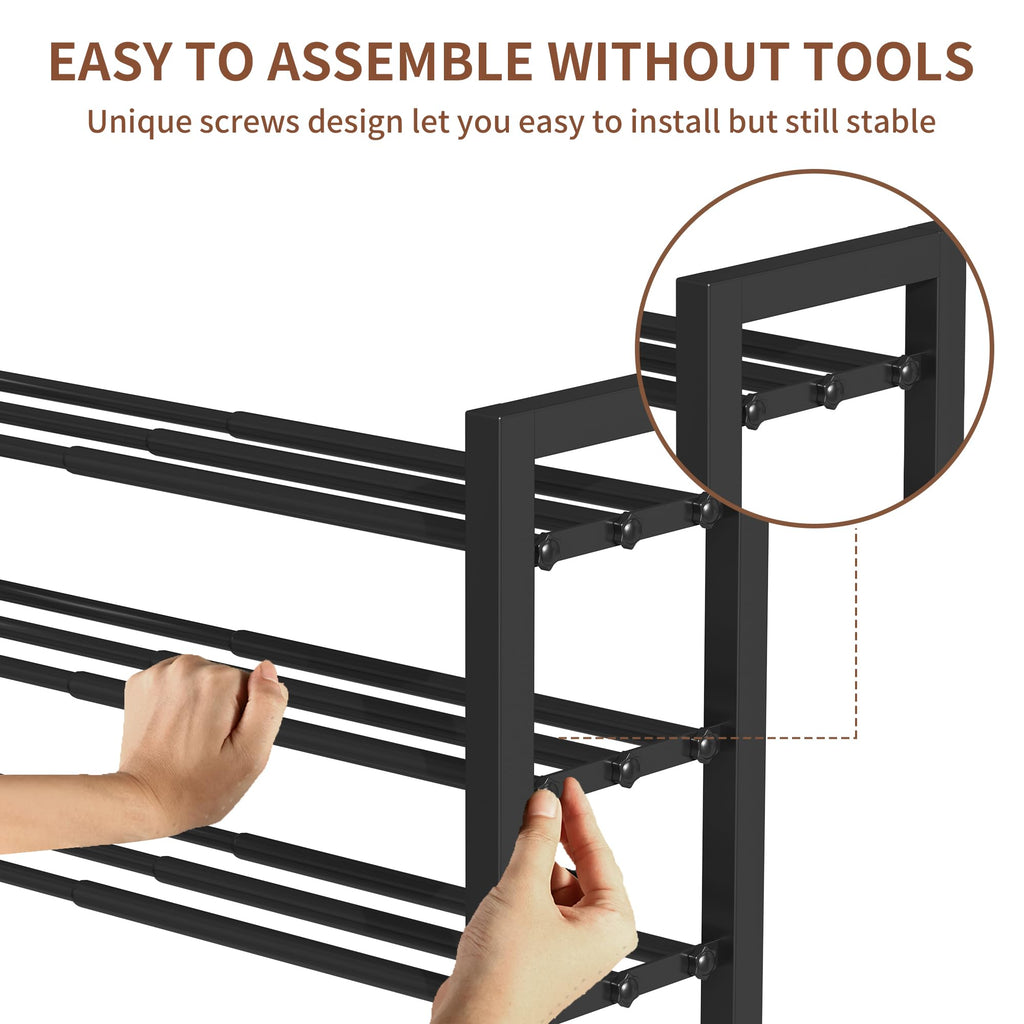 Expandable Shoe Rack, Heavy Duty Metal Shoe Organizer for Closet