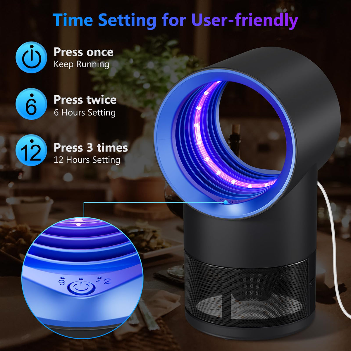 Fly Trap Indoor,Blue Gnat Traps House Indoor,Indoor Insect Trap with Timer
