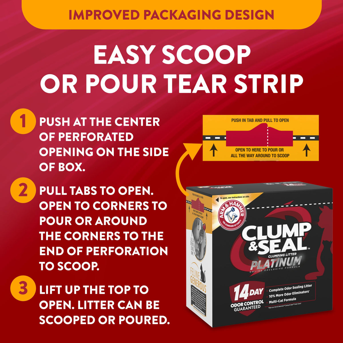 ARM & HAMMER Clump & Seal Platinum Clumping Cat Litter, Online Only, 37 Lbs