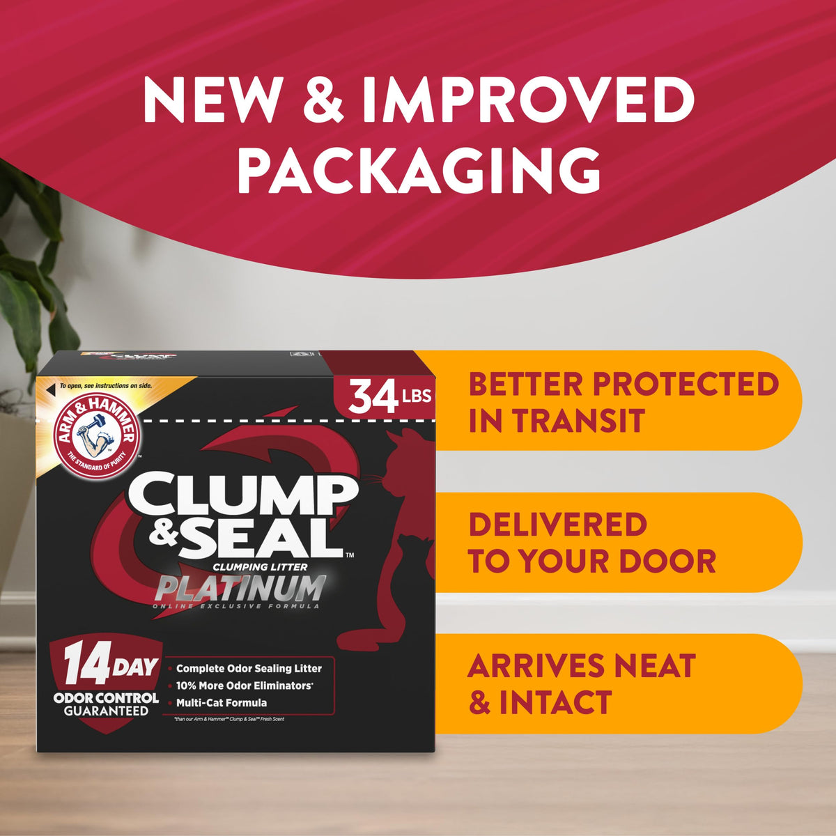 ARM & HAMMER Clump & Seal Platinum Clumping Cat Litter, Online Only, 37 Lbs