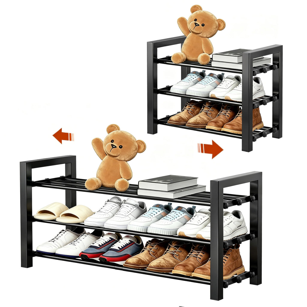 Expandable Shoe Rack, Heavy Duty Metal Shoe Organizer for Closet