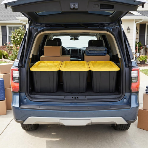 6 Pack 27 Gallon Heavy Duty Storage Bins with Snap Lids, Durable Plastic Storage Totes with Stackable Black Containers & Yellow Latching Covers for Home Garage Moving Organization