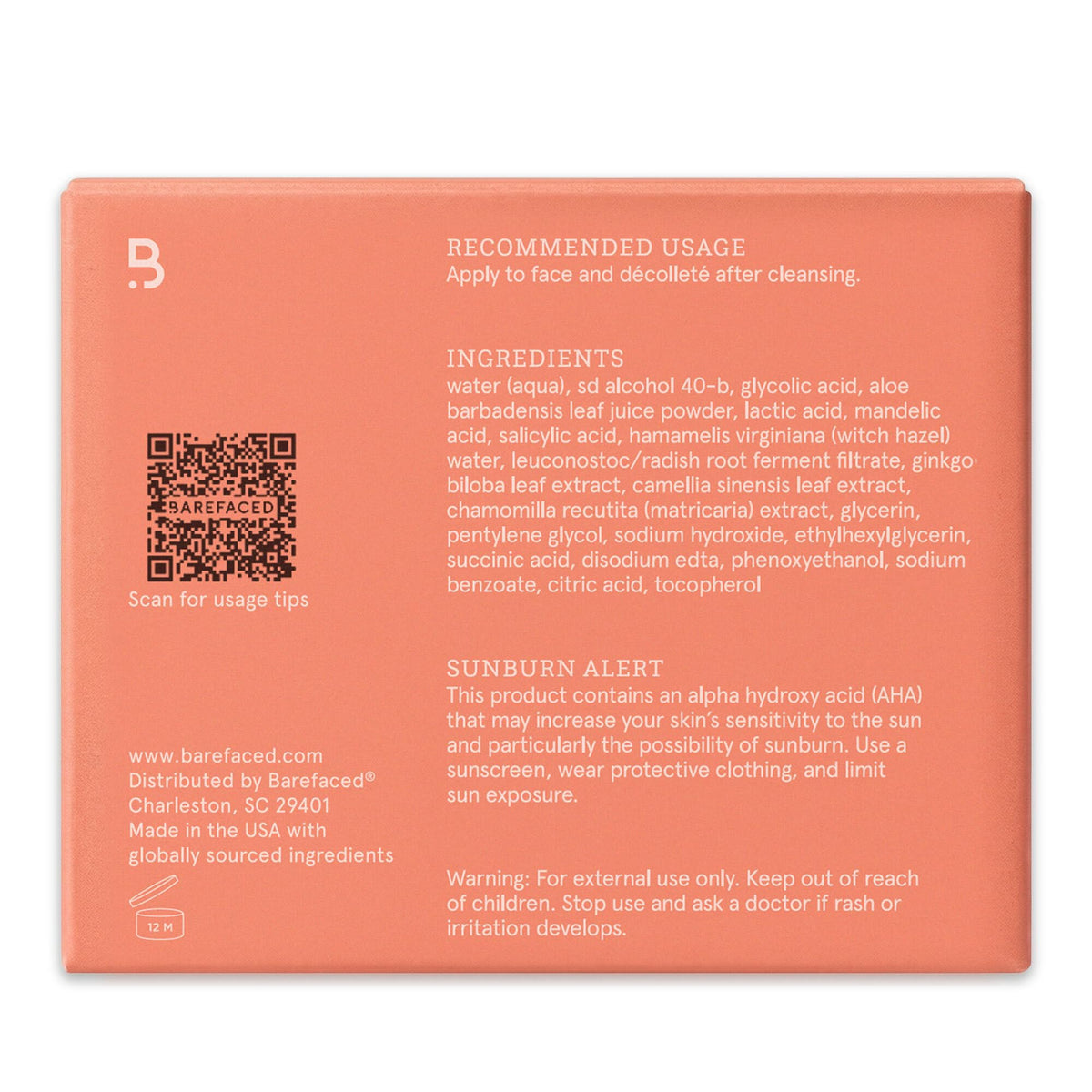 Barefaced Toning and Exfoliating Pads | Glycolic and Salicylic Acid Face Wipes for Blemishes, Dark Spots, and Uneven Texture | Daily Resurfacing Peels for Clear, Glowing Skin (60 Pads)