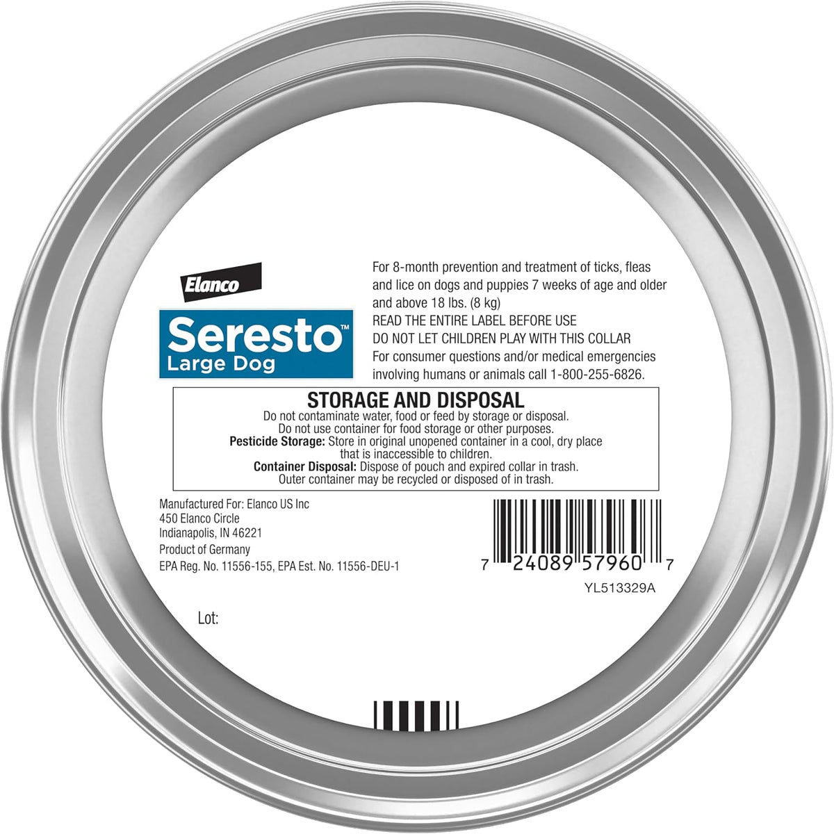 Seresto 8-Month Flea & Tick Collar for Large Dogs Over 18 lbs., 1ct