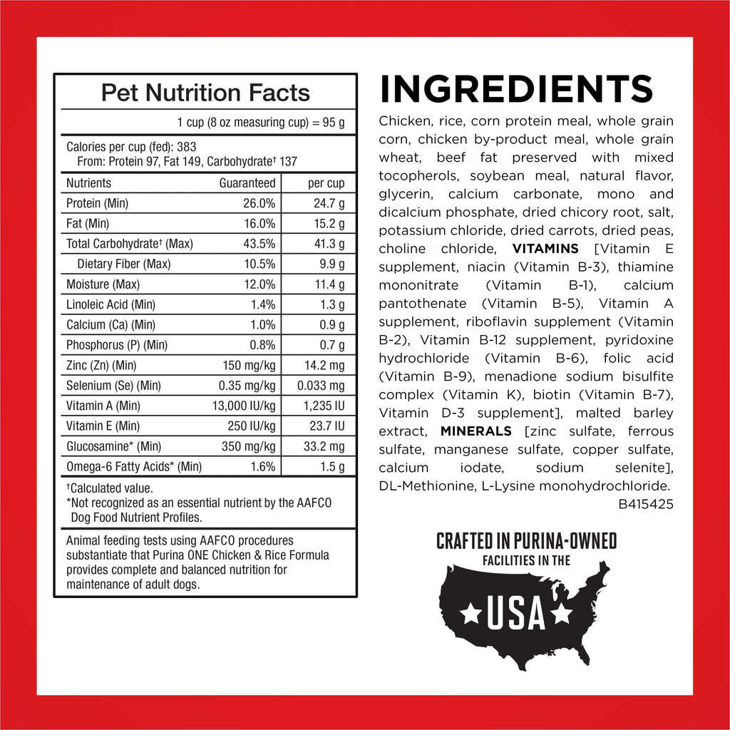 Purina ONE Chicken and Rice Formula Natural Dog Food