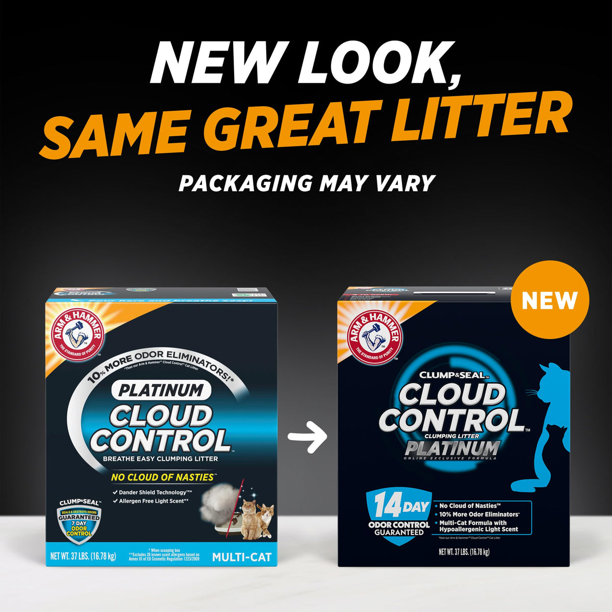 ARM & HAMMER Cloud Control Platinum- Improved Packaging Clumping Cat Litter, 34 lb
