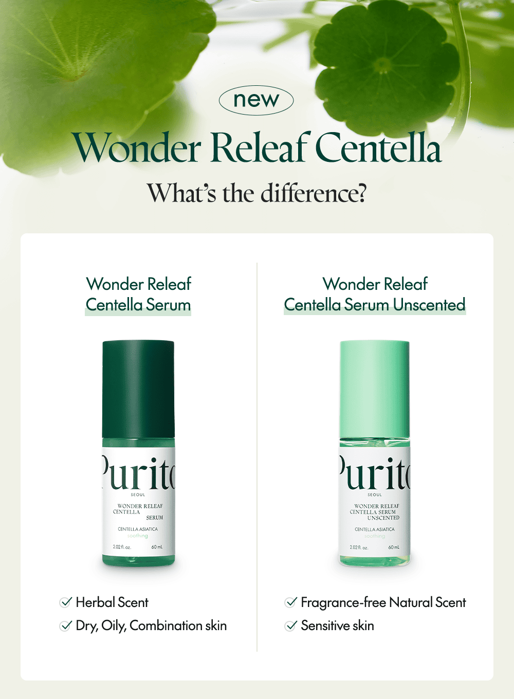 Wonder Releaf Centella Serum Unscented Duo Set (60ml*2ea)